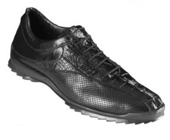 Los Altos Genuine Caiman Croc Tail Black Sneaker