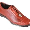 Los Altos Genuine Ostrich Quill Patch Design Cognac Sneaker