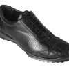 Los Altos Genuine Ostrich Quill Patch Design Black Sneaker