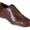 Los Altos Genuine Ostrich Quill Patch Design Brown Sneaker