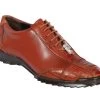Los Altos Genuine Ostrich Leg Patch Design Cognac Sneaker