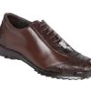 Los Altos Genuine Ostrich Leg Patch Design Brown Sneaker