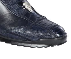 Los Altos Genuine Ostrich Leg Patch Design Navy Blue Sneaker -Fashionable Costume LSA ZC091910 3 24028.1598184286