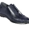 Los Altos Genuine Ostrich Leg Patch Design Navy Blue Sneaker