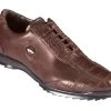 Los Altos Genuine Caiman Croc Patch Design Brown Sneaker