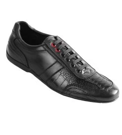 Los Altos Genuine Ostrich Leg & Leather Black Sneaker -Fashionable Costume LSA ZC100505a 66653.1610566085