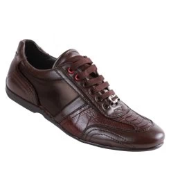 Los Altos Genuine Ostrich Leg & Leather Brown Sneaker -Fashionable Costume LSA ZC100507a 59930.1610566191