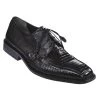 Los Altos Genuine Teju Lizard Bicycle Toe Dress Shoe - Black