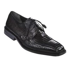 Los Altos Genuine Teju Lizard Bicycle Toe Dress Shoe - Black