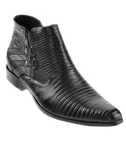 Los Altos Genuine Teju Lizard Ankle Half Boot - Black