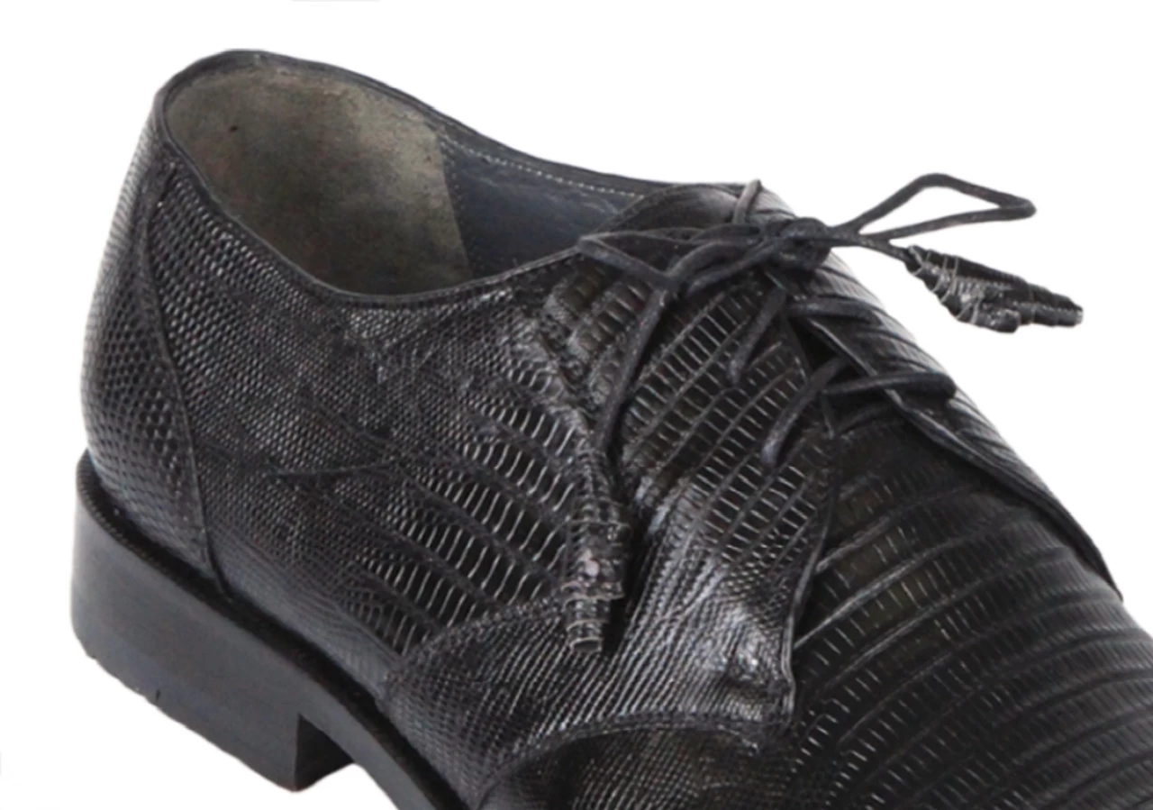 Los Altos Genuine Teju Lizard Dress Shoe - Black 4 Los Altos Genuine Teju Lizard Dress Shoe - Black - Image 4