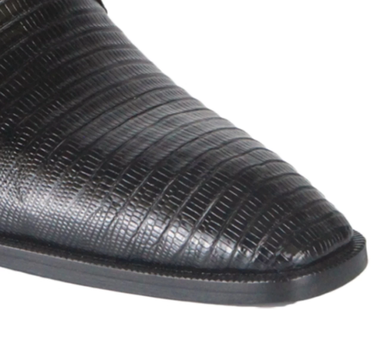 Los Altos Genuine Teju Lizard Dress Shoe - Black 3 Los Altos Genuine Teju Lizard Dress Shoe - Black - Image 3
