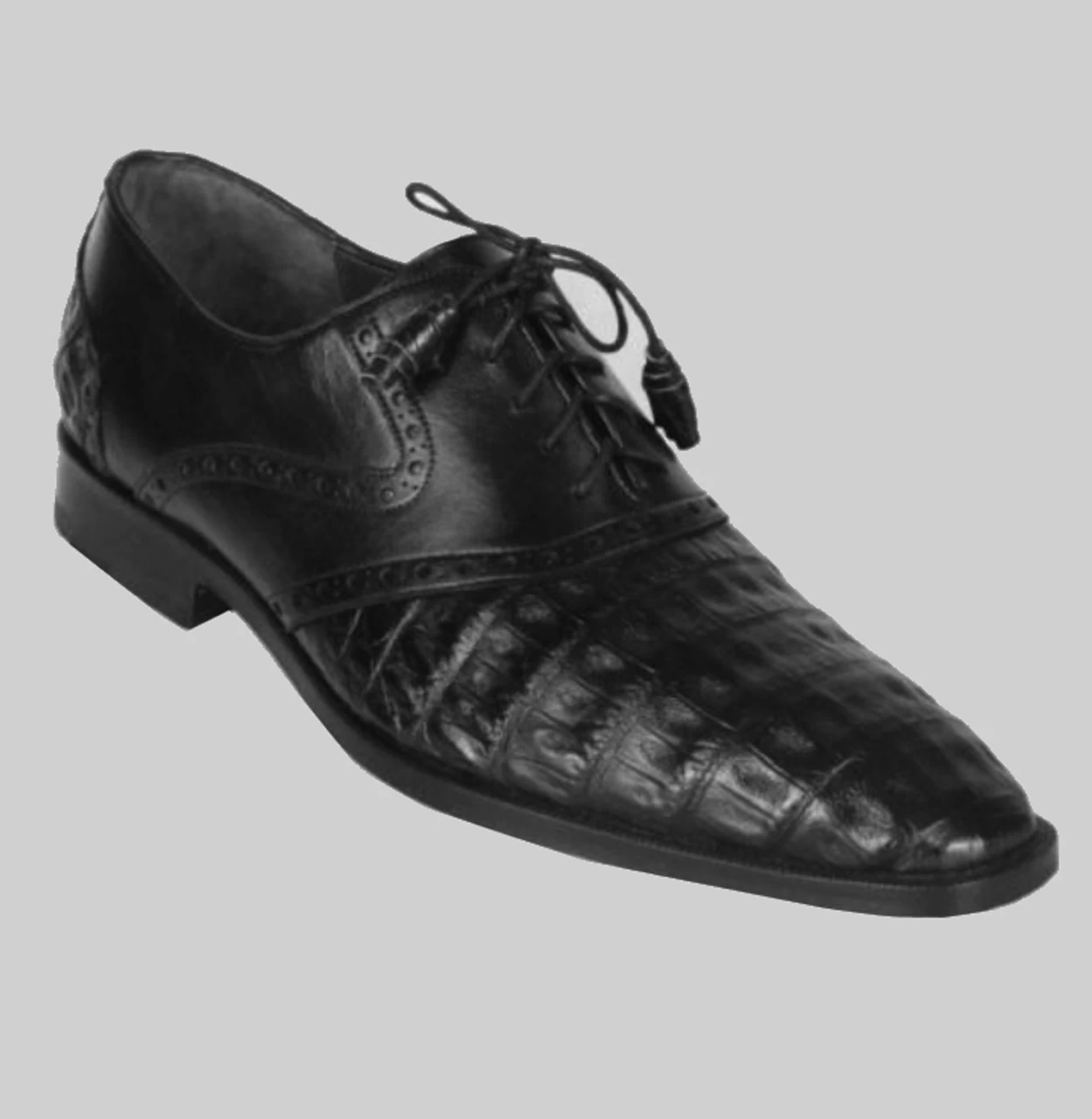Los Altos Genuine Caiman Belly & Calf Perf Dress Shoe - Black 1 Los Altos Genuine Caiman Belly & Calf Perf Dress Shoe - Black