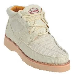 Los Altos Genuine Caiman & Ostrich Quill Casual Ankle Boot - Bone