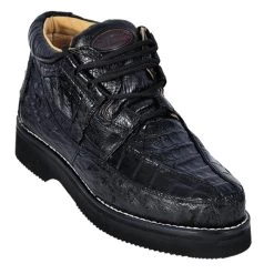 Los Altos Genuine Caiman & Ostrich Quill Casual Ankle Boot - Black