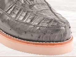 Los Altos Genuine Caiman & Ostrich Quill Casual Ankle Boot - Grey -Fashionable Costume LSAL ZA050209 2 58931.1612127128