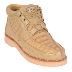 Los Altos Genuine Caiman & Ostrich Quill Casual Ankle Boot - Oryx