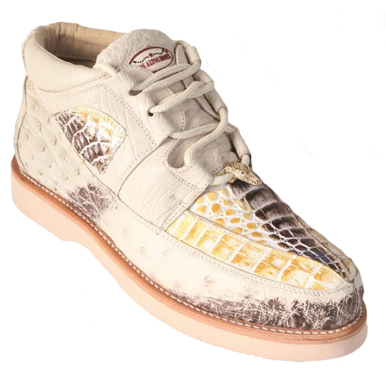 Los Altos Genuine Caiman & Ostrich Quill Casual Ankle Boot - Natural 1 Los Altos Genuine Caiman & Ostrich Quill Casual Ankle Boot - Natural