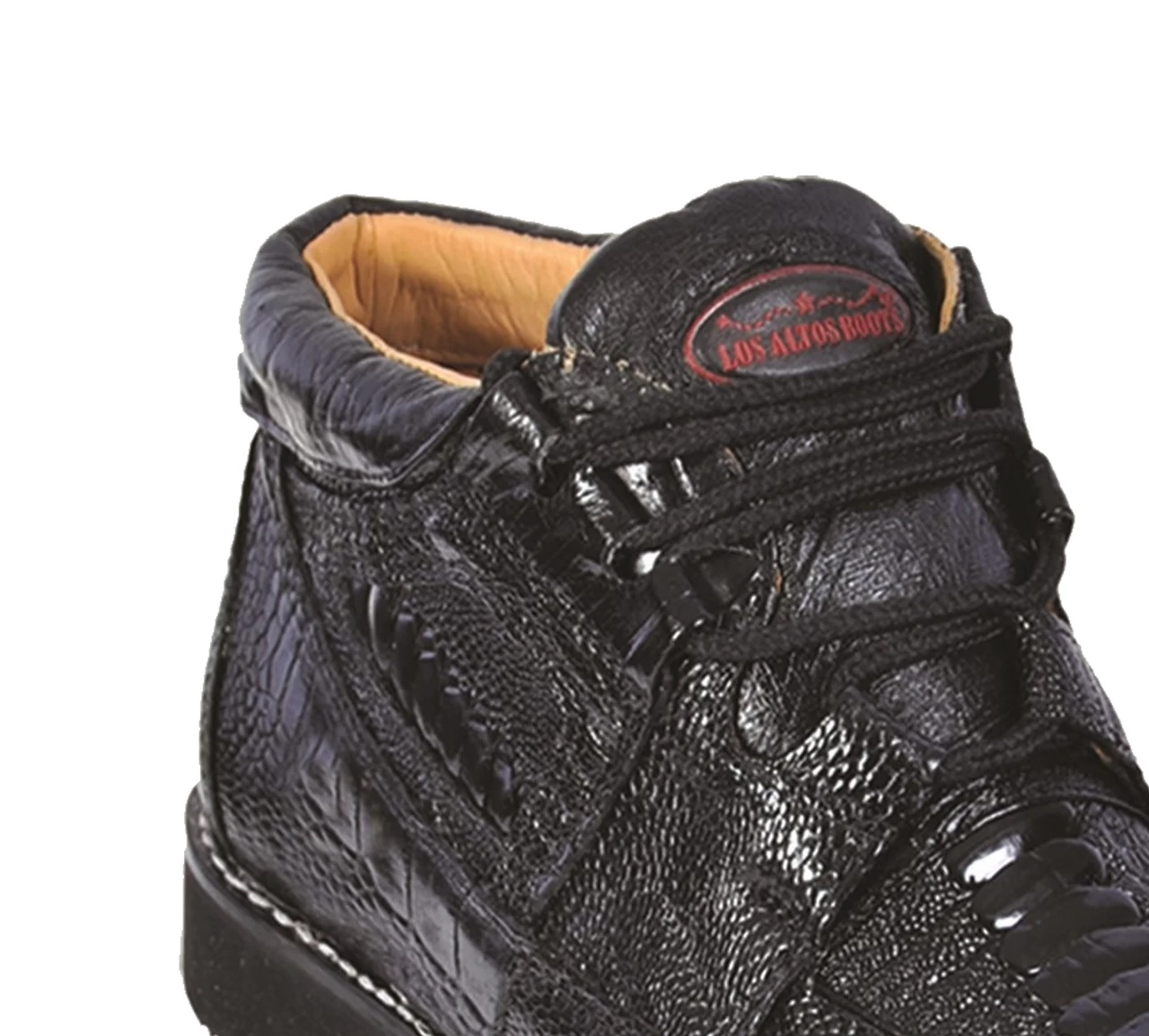 Los Altos Genuine Ostrich Leg Casual Ankle Boot - Black 3 Los Altos Genuine Ostrich Leg Casual Ankle Boot - Black - Image 3