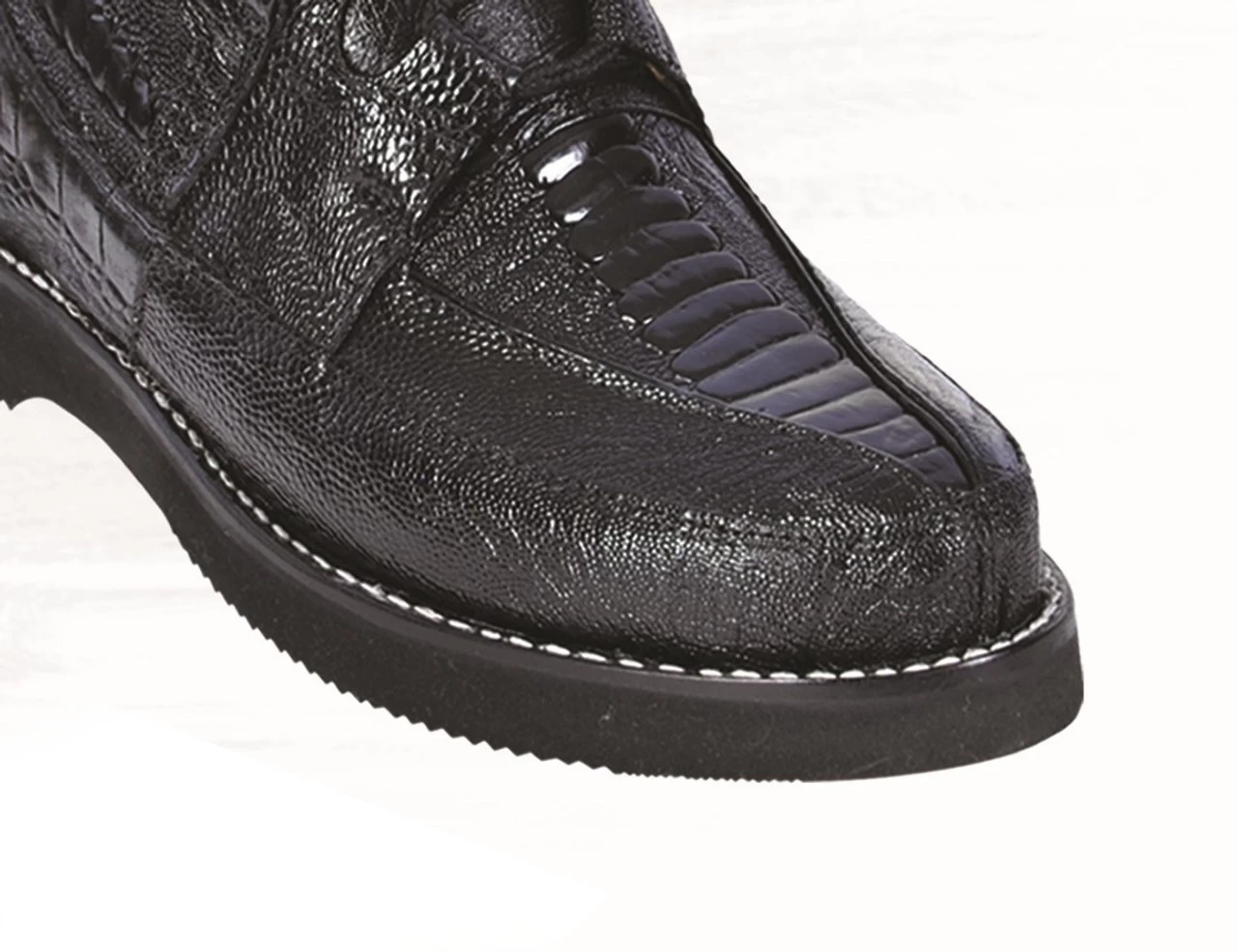 Los Altos Genuine Ostrich Leg Casual Ankle Boot - Black 2 Los Altos Genuine Ostrich Leg Casual Ankle Boot - Black - Image 2