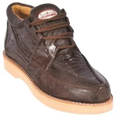 Los Altos Genuine Ostrich Leg Casual Ankle Boot - Brown