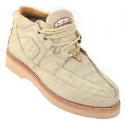 Los Altos Genuine Caiman & Ostrich Casual Ankle Boot - Bone
