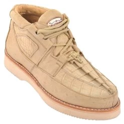 Los Altos Genuine Caiman & Ostrich Casual Ankle Boot - Oryx