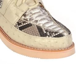 Los Altos Genuine Python & Ostrich Quill Casual Ankle Boot - Bone & Natural 5 Los Altos Genuine Python & Ostrich Quill Casual Ankle Boot - Bone & Natural -Fashionable Costume LSAL ZA055749 WW 3 87119.1612214596