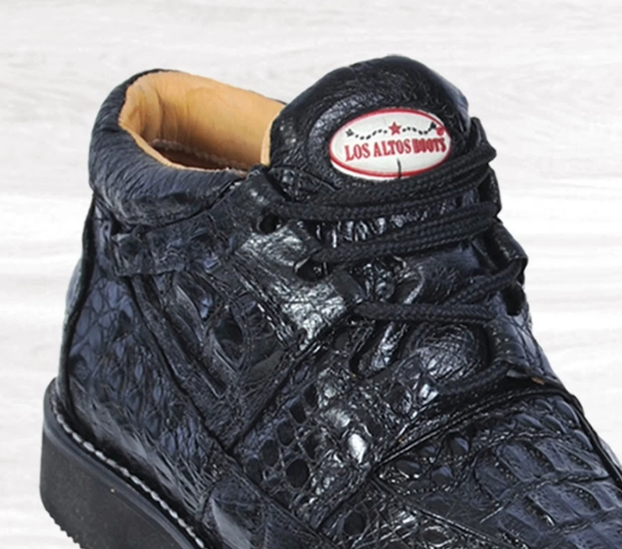 Los Altos Genuine Caiman Casual Ankle Boot - Black 2 Los Altos Genuine Caiman Casual Ankle Boot - Black - Image 2