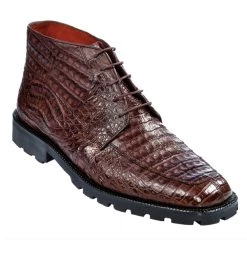 Los Altos Genuine Brown Caiman Belly Ankle Boot