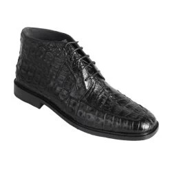 Los Altos Genuine Caiman Belly Ankle Boot - Black