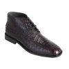 Los Altos Genuine Caiman Belly Ankle Boot - Black Cherry