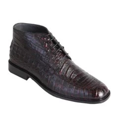 Los Altos Genuine Caiman Belly Ankle Boot - Black Cherry