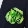 Antonio Ricci 2-in-1 Pouf Round Pocket Square - Dark Navy On Bright Green