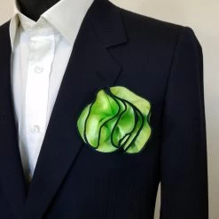 Antonio Ricci 2-in-1 Pouf Round Pocket Square - Dark Navy On Bright Green -Fashionable Costume LimeGreen NavyBlue 2 54203.1680298769