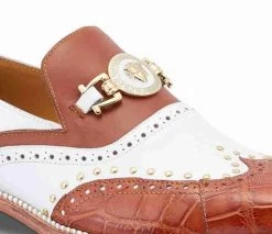 Mauri Cognac & White Genuine Alligator Wing Tip Loafer Shoe 6 Mauri Cognac & White Genuine Alligator Wing Tip Loafer Shoe -Fashionable Costume MRI SH 3092 CG WH 2 42357.1668362407
