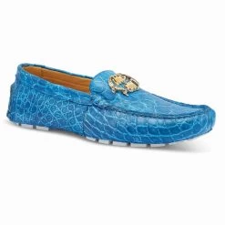 Mauri Genuine Alligator Blue Driver Loafer Shoe