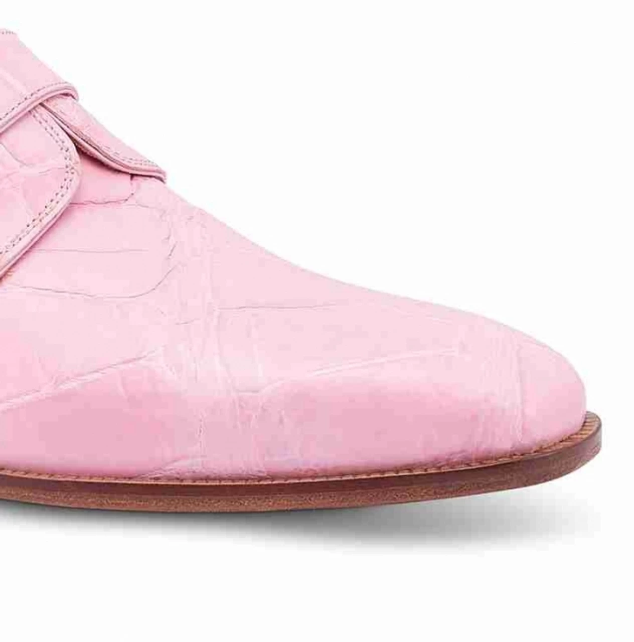 Mauri Pink Genuine Alligator Monk Buckle Dress Shoe 2 Mauri Pink Genuine Alligator Monk Buckle Dress Shoe - Image 2