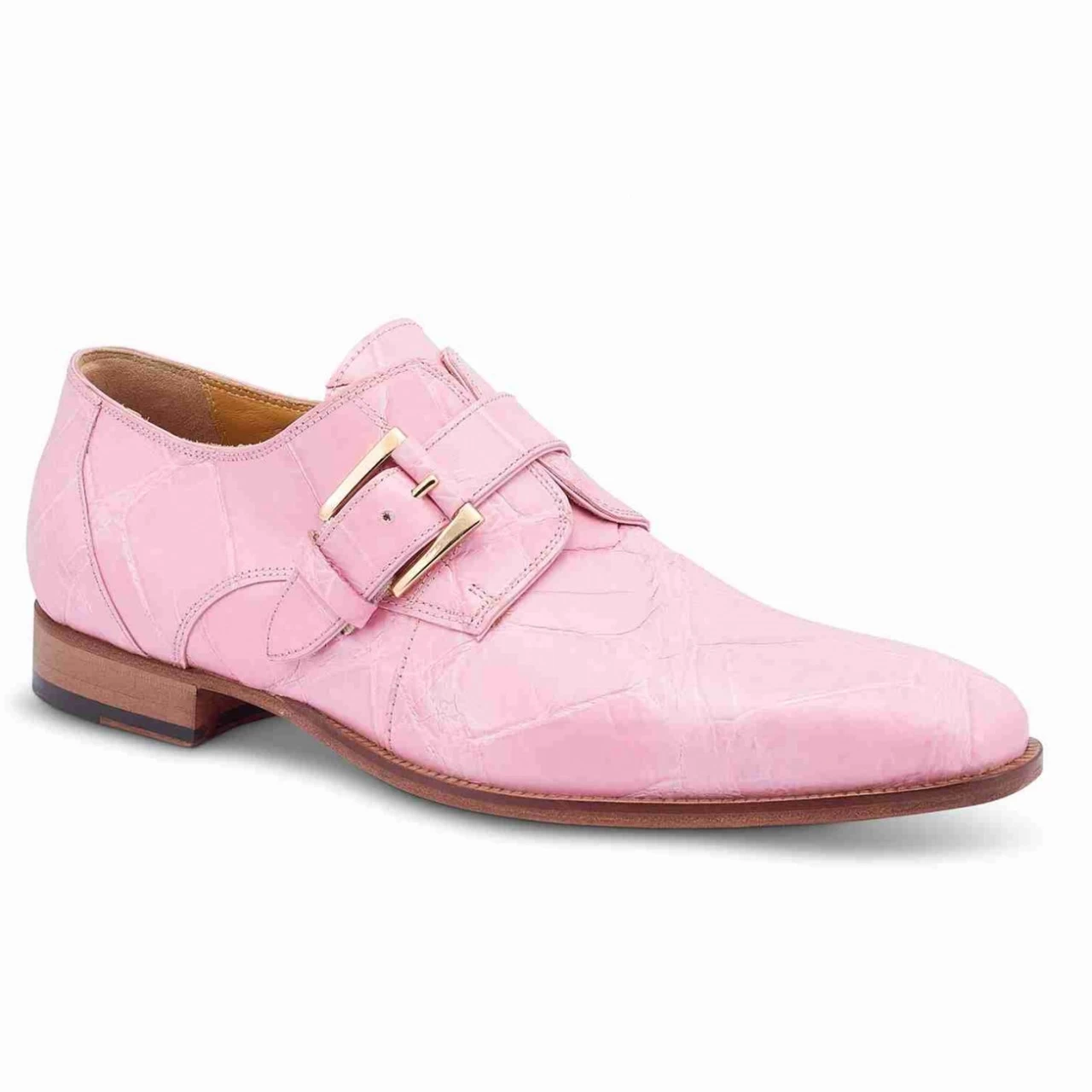 Mauri Pink Genuine Alligator Monk Buckle Dress Shoe 1 Mauri Pink Genuine Alligator Monk Buckle Dress Shoe