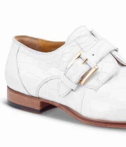 Mauri White Genuine Alligator Monk Buckle Dress Shoe -Fashionable Costume MRI SH 4853 WH 2 03612.1668279909