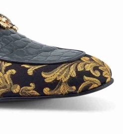 Mauri Genuine Alligator & Fabric Black Sandal - Mule Shoe -Fashionable Costume MRI SH 4976 B 3 25271.1668370670