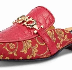 Mauri Genuine Alligator & Fabric Red Sandal - Mule Shoe -Fashionable Costume MRI SH 4976 R 3 97041.1668290178