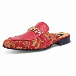 Mauri Genuine Alligator & Fabric Red Sandal - Mule Shoe