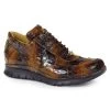 Mauri Genuine Multi-Brown Crocodile Sneakers With Black Tread Sole