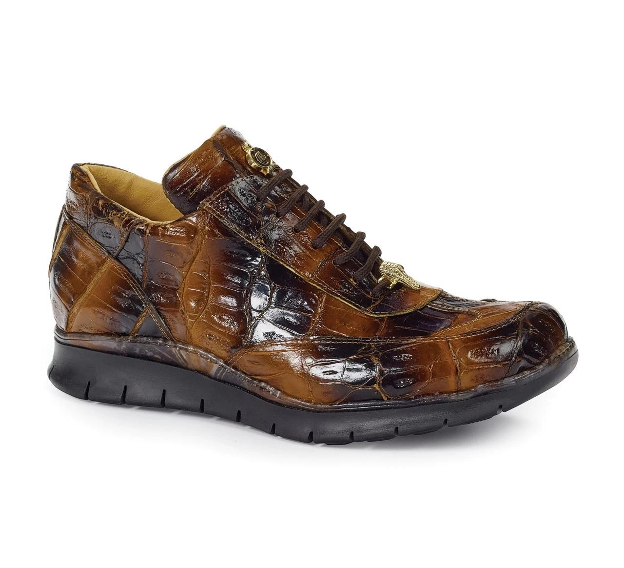 Mauri Genuine Multi-Brown Crocodile Sneakers With Black Tread Sole 1 Mauri Genuine Multi-Brown Crocodile Sneakers With Black Tread Sole