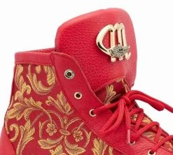 Mauri Genuine Red & Gold Crocodile & Fabric High Top Sneakers -Fashionable Costume MRI SN 8437 RD 5 58814.1668289623