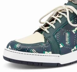 Mauri Green And Cream Genuine Crocodile & Leather Sneakers -Fashionable Costume MRI SN 8440 GR 2 89726.1668288194