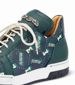 Mauri Green And Cream Genuine Crocodile & Leather Sneakers -Fashionable Costume MRI SN 8440 GR 3 20722.1668288194