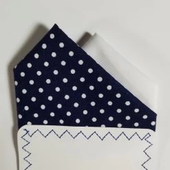 Two-Tone White Dots On Navy 100% Cotton Pre-Folded Pocket Square Insert -Fashionable Costume Navy Dots White 3 21789.1684608866