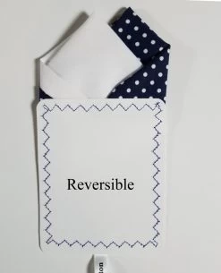 Two-Tone White Dots On Navy 100% Cotton Pre-Folded Pocket Square Insert -Fashionable Costume Navy Dots White 3 86801.1684608865